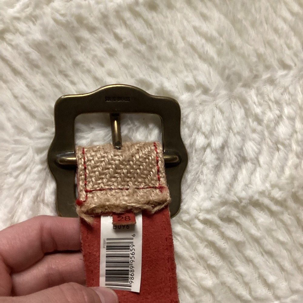 BEAUTIFUL Jute With Genuine Leather Brass Buckle Floral Owl Print Women’s Belt28 - Picture 6 of 9